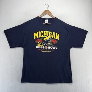 Vintage Michigan Rose Bowl Shirt Men's XL Blue Graphic 20th Appearance 2007 y2k
